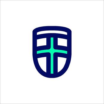 A shield with a cross on it vector