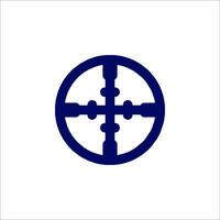 A blue cross in the center of a circle vector