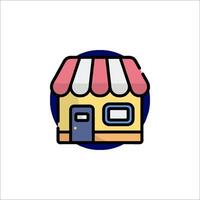 A small store icon with a red and blue stripe vector