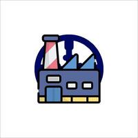 A factory icon with a blue and white background vector
