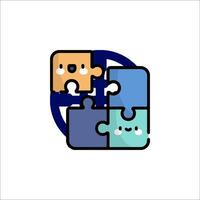 A puzzle piece with two different colors on it vector