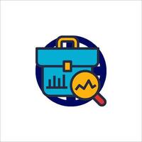 A briefcase with a magnifying glass and a bar graph vector