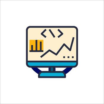 A computer monitor with a graph on it vector