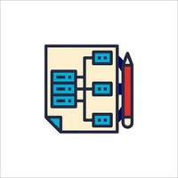A computer with a pencil and a file icon vector