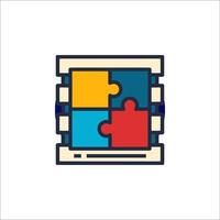 A puzzle piece icon with a computer vector