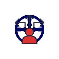 A person is in the center of a circle with arrows pointing to it vector