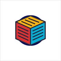 A colorful cube with a red, blue and yellow color scheme vector