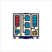 A computer with a blue and red background vector
