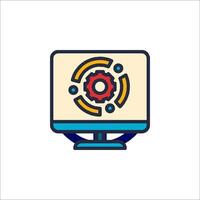 A computer monitor with gears on it vector