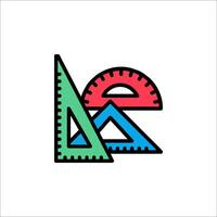 A colorful geometric shape with a ruler and a compass vector