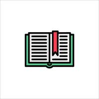 An open book icon with a red ribbon vector
