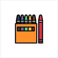 Crayons and crayons in a box icon vector