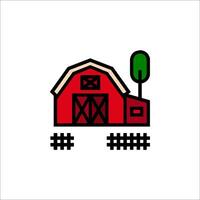 A red barn with a green tree on it vector