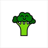 A cartoon broccoli with a smiley face vector