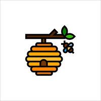 A bee hive with a bee inside it and a branch vector