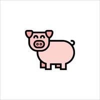 A pig icon in a flat style vector
