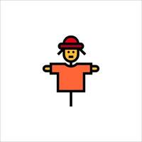 A man in a red shirt and hat is standing on a stick vector