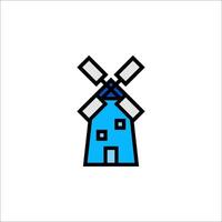 A blue and white windmill icon vector