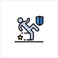 A man falling down with a shield and star icon vector