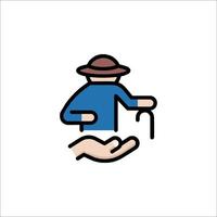 An icon of a man holding a hand and a hand vector