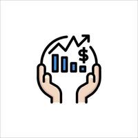 Hands holding a graph and dollar sign icon vector