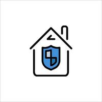 A house with a shield icon on it vector