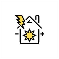 An icon of a house with lightning and a star vector