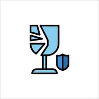 A broken glass with a shield icon vector