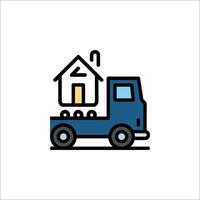 A truck with a house on the back and a house on the front vector