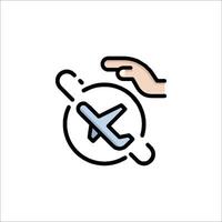 A hand pointing to an airplane icon vector