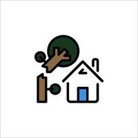 A house and tree icon on a white background vector