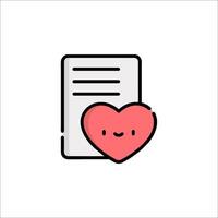 A heart is holding a document in a line icon vector