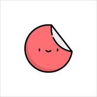 A red and white slice of pizza with a smiley face vector
