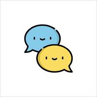 Two speech bubbles with a smiley face on each side vector