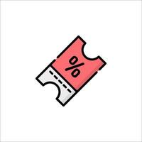 A red ticket with a percentage sign on it vector