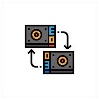 A computer with two different types of storage devices vector