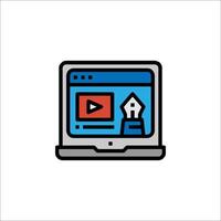 A laptop with a playing on it vector