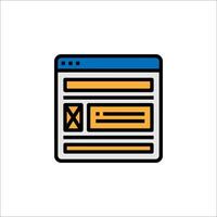 A web page icon with a blue and orange border vector