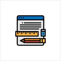 A pencil and ruler icon on a white background vector