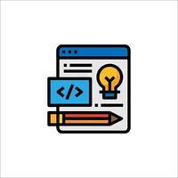 un computadora con un ligero bulbo y un lápiz vector