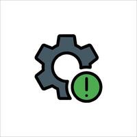 A gearwheel with an exclamation mark on it vector