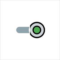 A green and white icon of a button vector