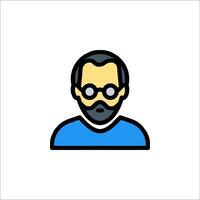 A man with glasses and a beard is shown in a flat line icon vector