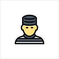 A man in a prison uniform icon vector