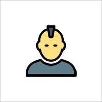 A man with a mohawk is shown in a flat line icon vector