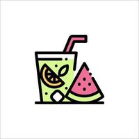A drink with a slice of watermelon and a slice of lime vector