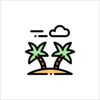 A line icon of two palm trees on an island vector