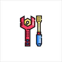 A wrench and a wrench are shown in a pixel style vector