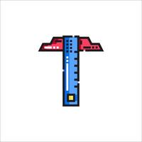 A pixel art hammer with a red and blue color scheme vector