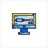 Computer monitor with a mouse and keyboard icon vector